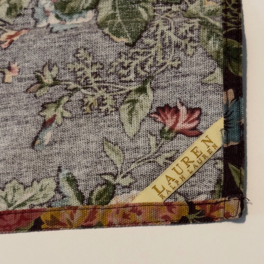Lauren Ralph Lauren Floral Cloth Napkins Set 4 Brown Rose English Country 20x20 - Picture 7 of 9